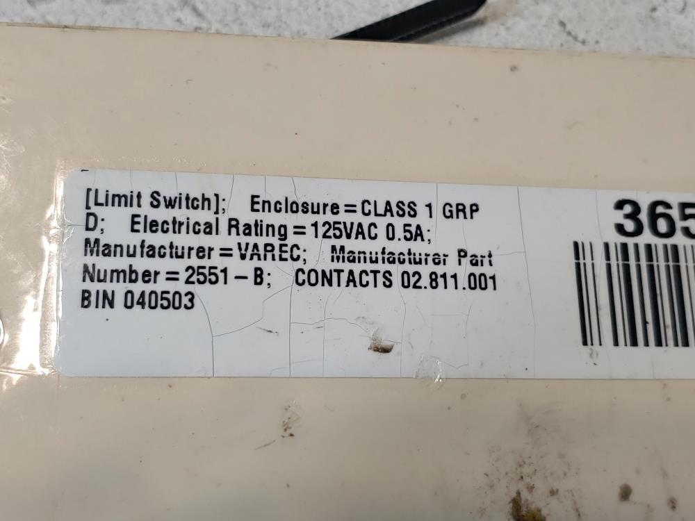 Varec 2551-B Class 1Group D  Explosion Proof Limit Switch