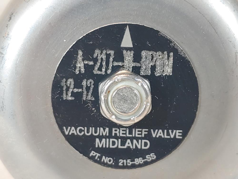 Midland 1-1/2" NPT Stainless Steel Vacuum Relief Valve A-217-W-EPDM