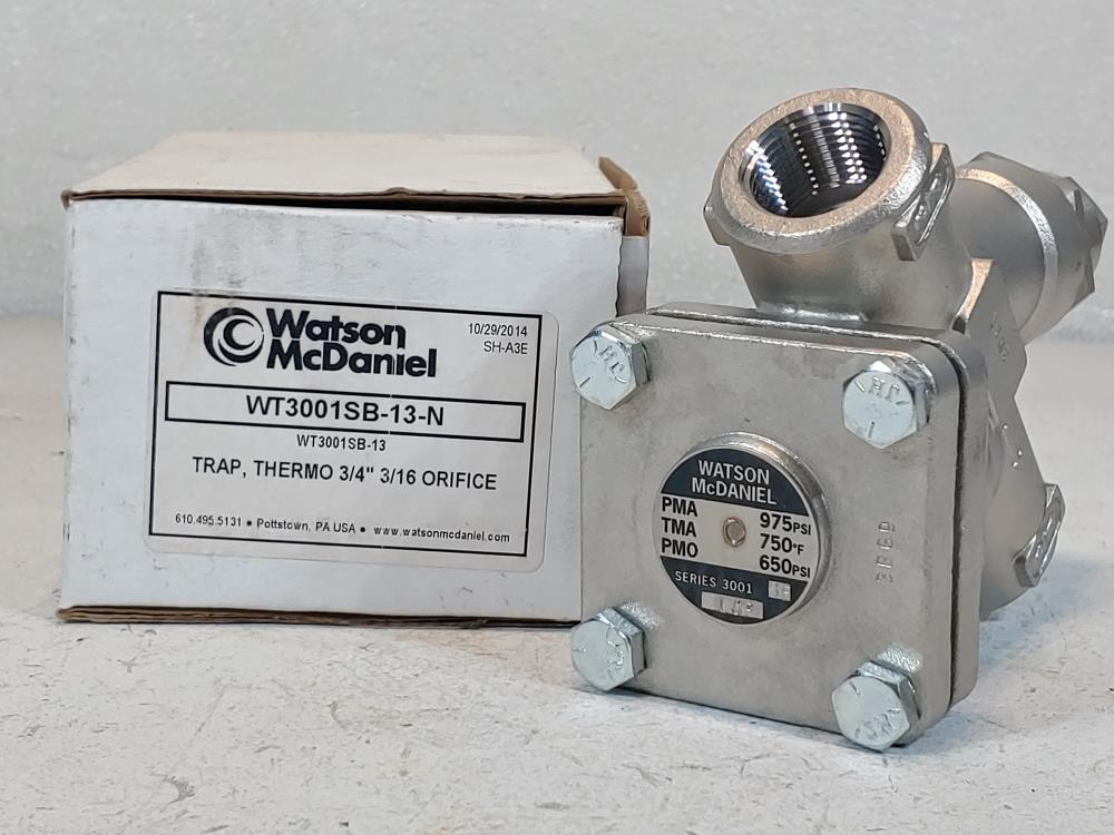 Watson McDaniel Series 3001 WT3001SB-13-N Thermostatic Steam Trap 3/4" NPT 