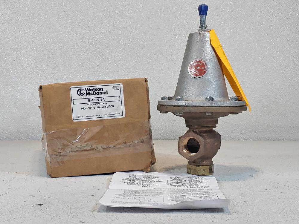 Watson McDaniel B-Series Pressure Regulator 3/4"  40-125 PSI