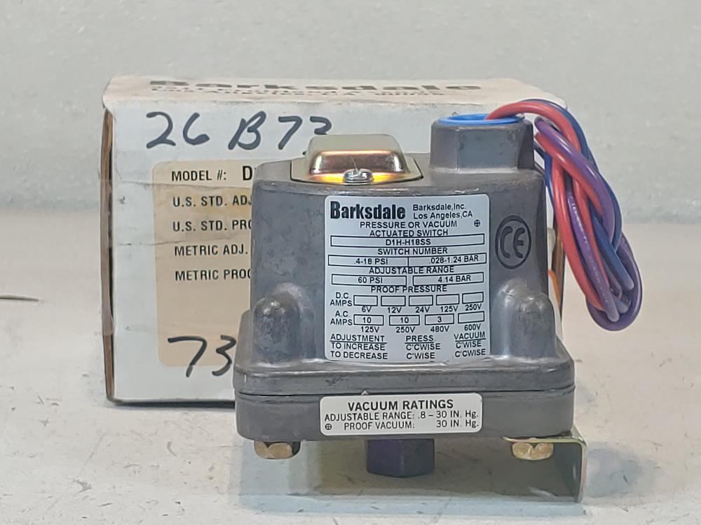 Barkdale Diaphragm Pressure Switch D1H-H18SS