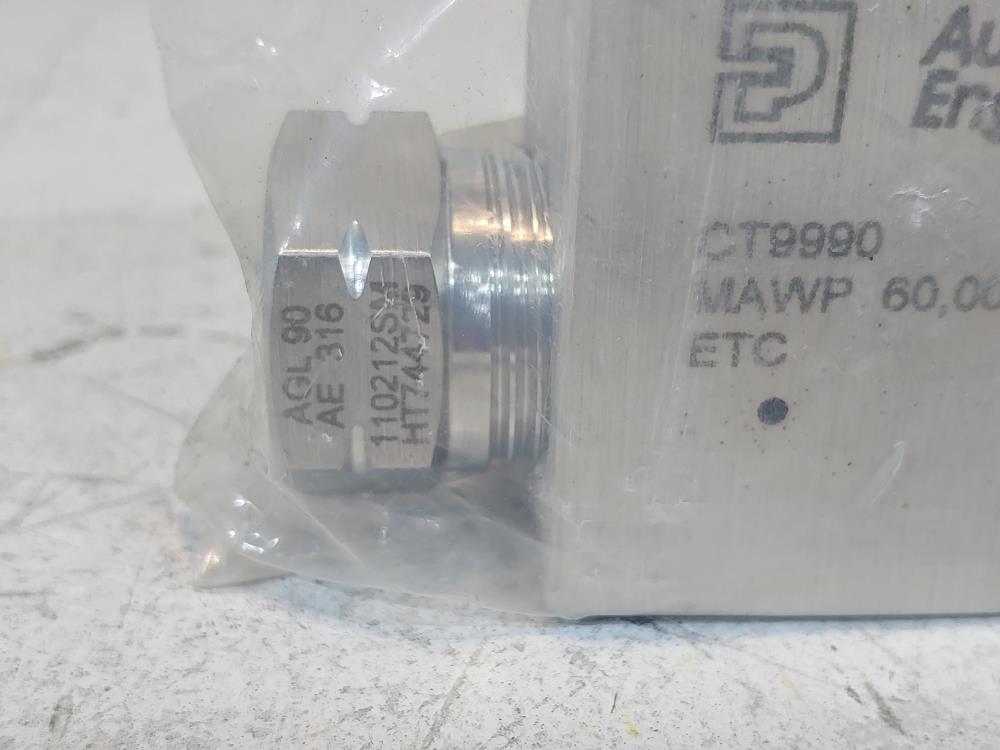 Lot of (2) Autoclave Engineers CT9990 High Pressure Tee,  60,000 PSI 316SS