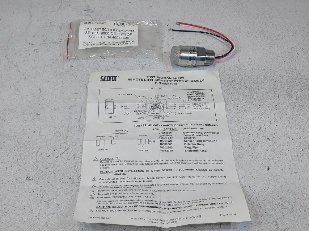 Scott 40011600 Gas Transmitter Diffusion Detector Assembly