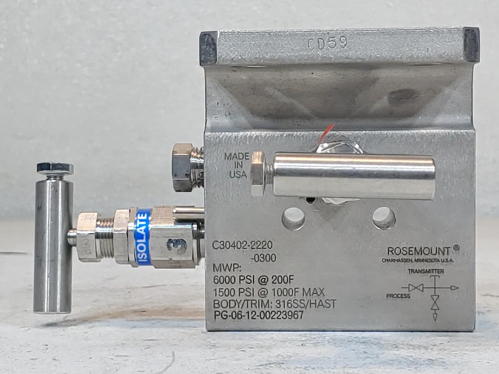 Rosemount C30402-2220-0300 SS/HAST Integral Manifold Valve 