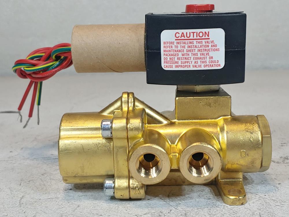 ASCO Red-Hat II 1/4" NPT 4-Way Brass Solenoid Valve EF8003G1/EF8344G070