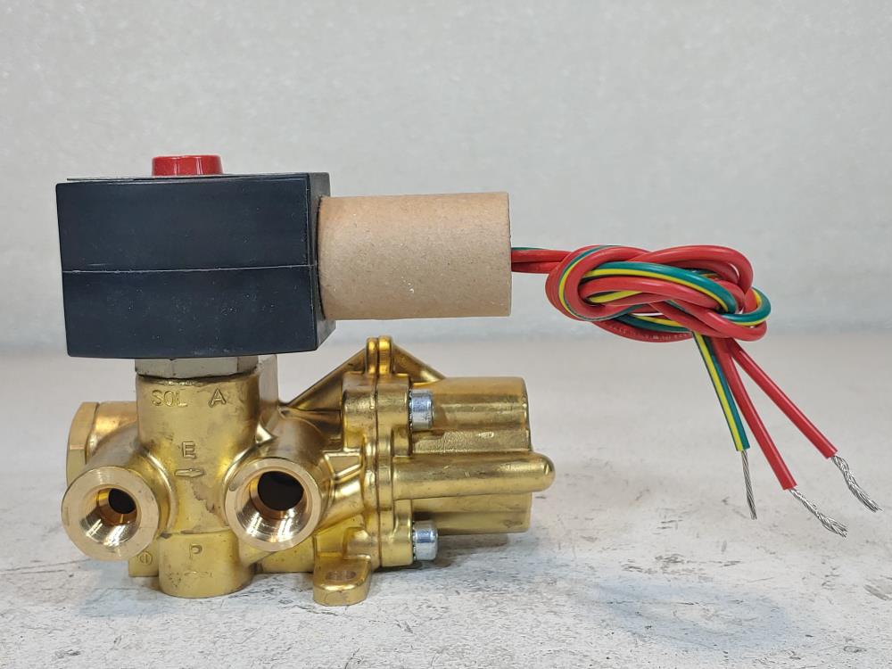 ASCO Red-Hat II 1/4" NPT 4-Way Brass Solenoid Valve EF8003G1/EF8344G070