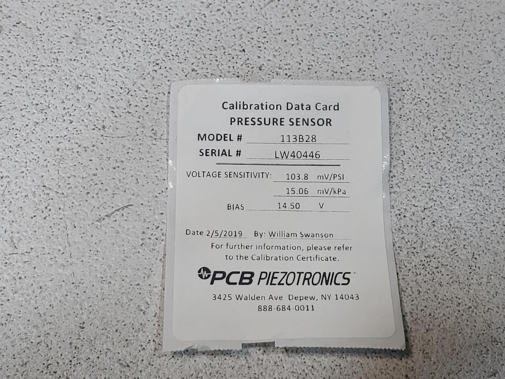 PCB Piezottronics ICP Pressure Sensor 113B28
