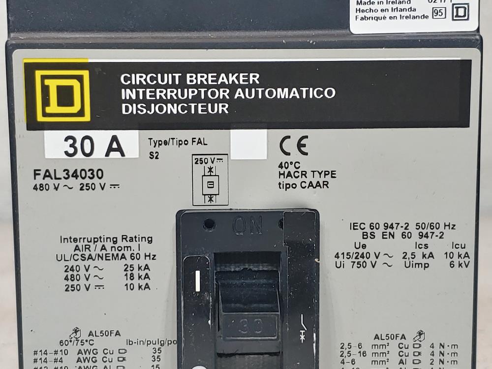 SQUARE D FAL34030 Molded Case 3P 30A Circuit Breaker