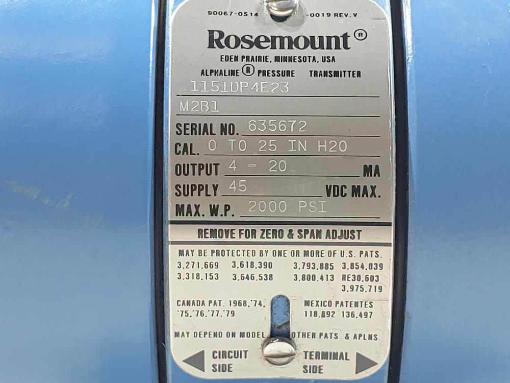 Rosemount 1151D Explosion Proof Alphaline Pressure Transmitter 1151DP4E23 / M2B1