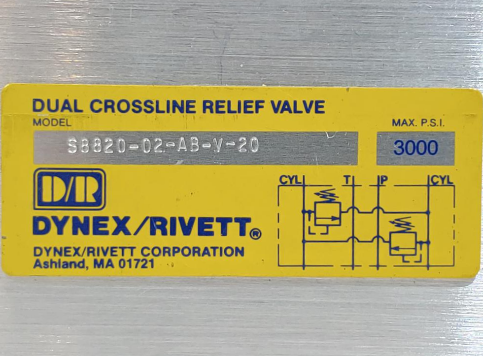 DYNEX / RIVETT Dual Crossline Relief Valve S8820-02-AB-V-20