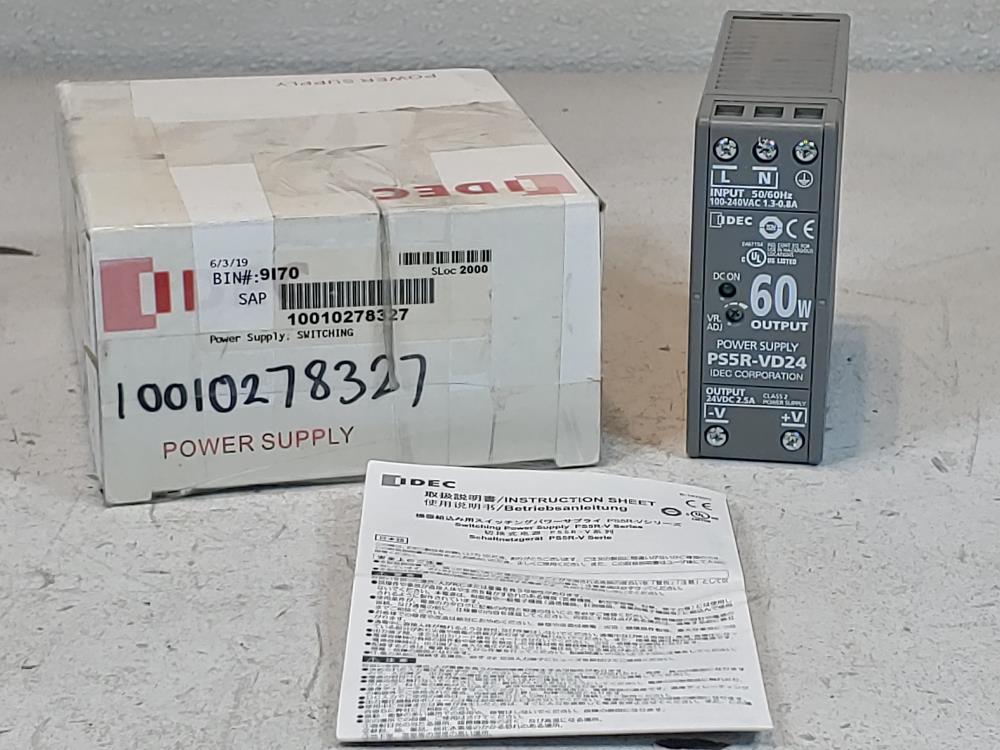 IDEC Class 2 Power Supply PS5R-VD24 / 24V Output 60W 2.5A