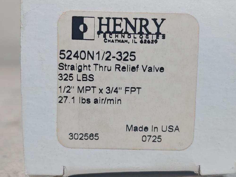 Henry 5240N 1/2-325 Straight Thru Relief Valve