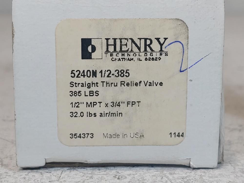Henry 5240N 1/2-385 Straight Thru Relief Valve