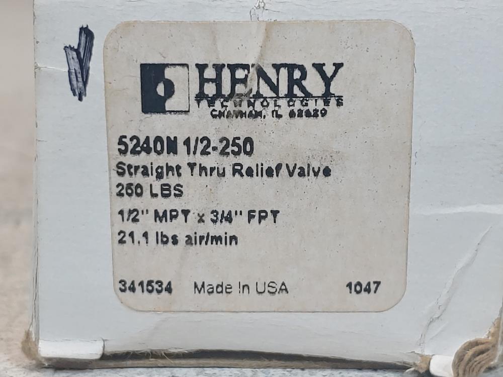 Henry 5240M 1/2" - 250 Straight Thru Relief Valve
