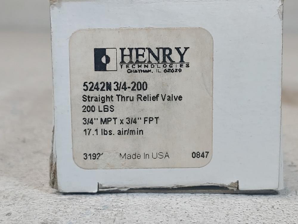 Henry 5242N 3/4 -200 Straight Thru Relief Valve