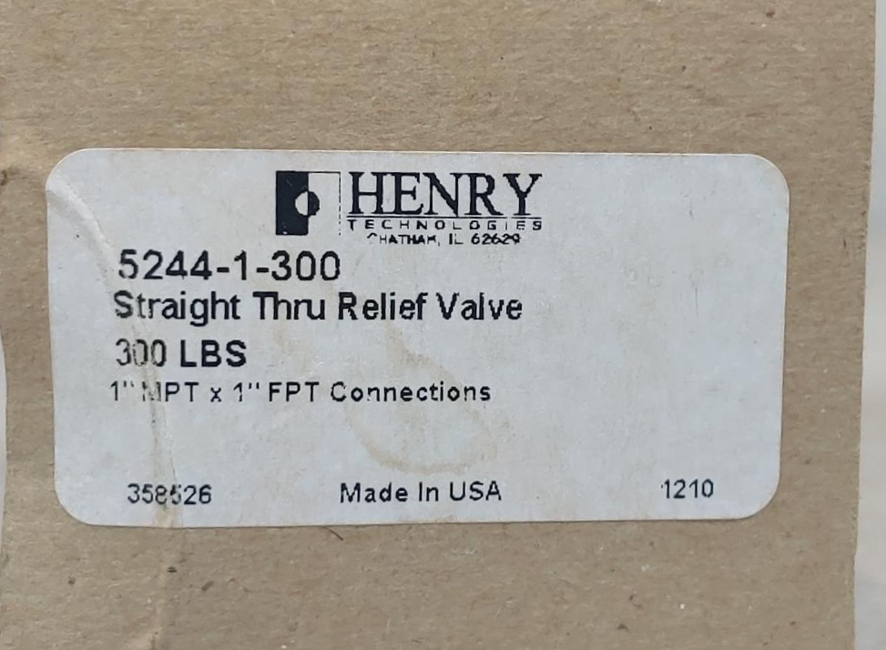 Henry 5244-1-300 Straight Thru Relief Valve