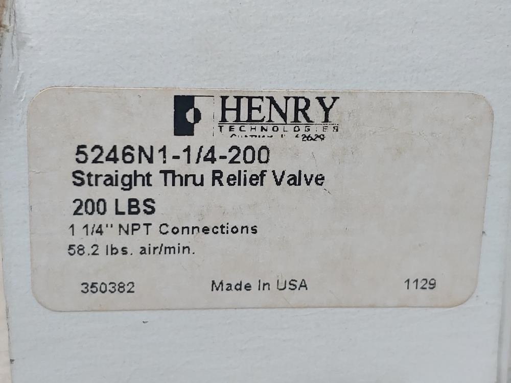 Henry 5246N 1-1/4"-200 Straight Thru Relief Valve