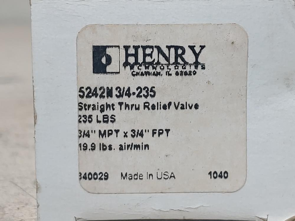 Henry 5242N 3/4-235 Straight Thru Relief Valve