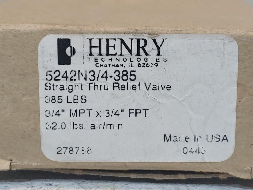 Henry 5242N 3/4 -385 Straight Thru Relief Valve