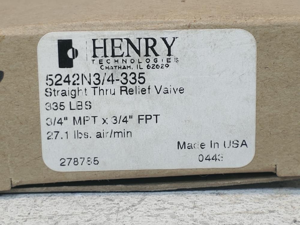 Henry 5242N 3/4-335 Straight Thru Relief Valve