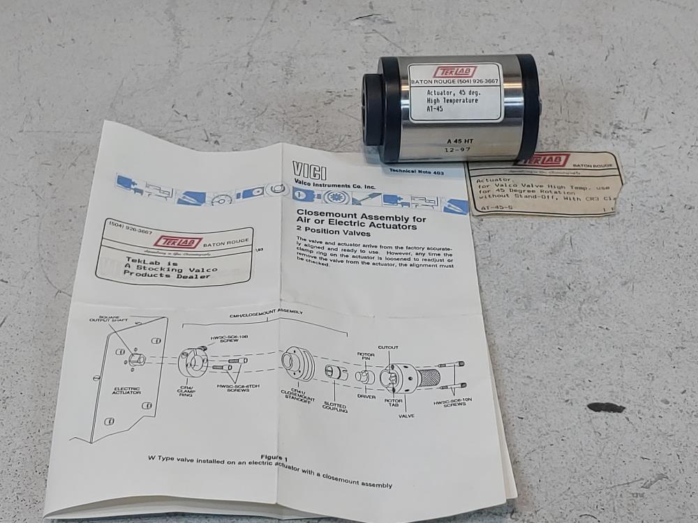 VICI Tek Lab Actuator, 45 deg High Temperature AT-45 