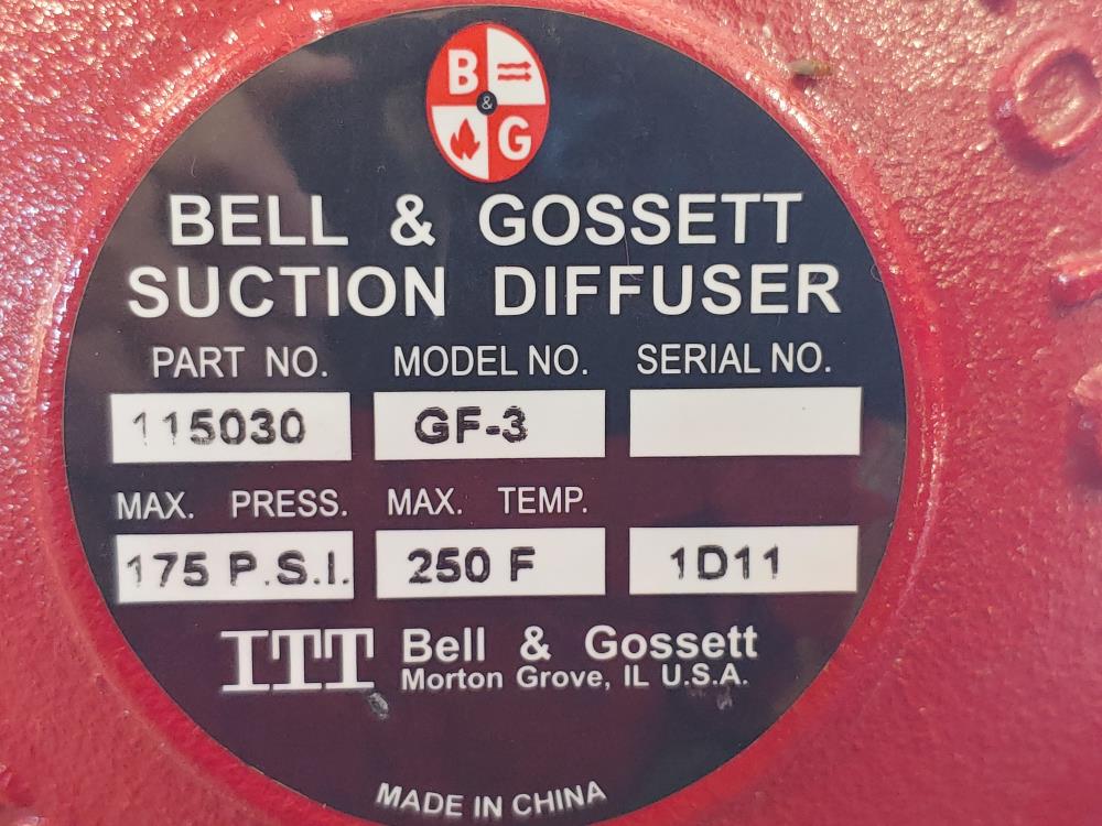 Bell & Gossett 115030 GF-3 Suction Diffuser 