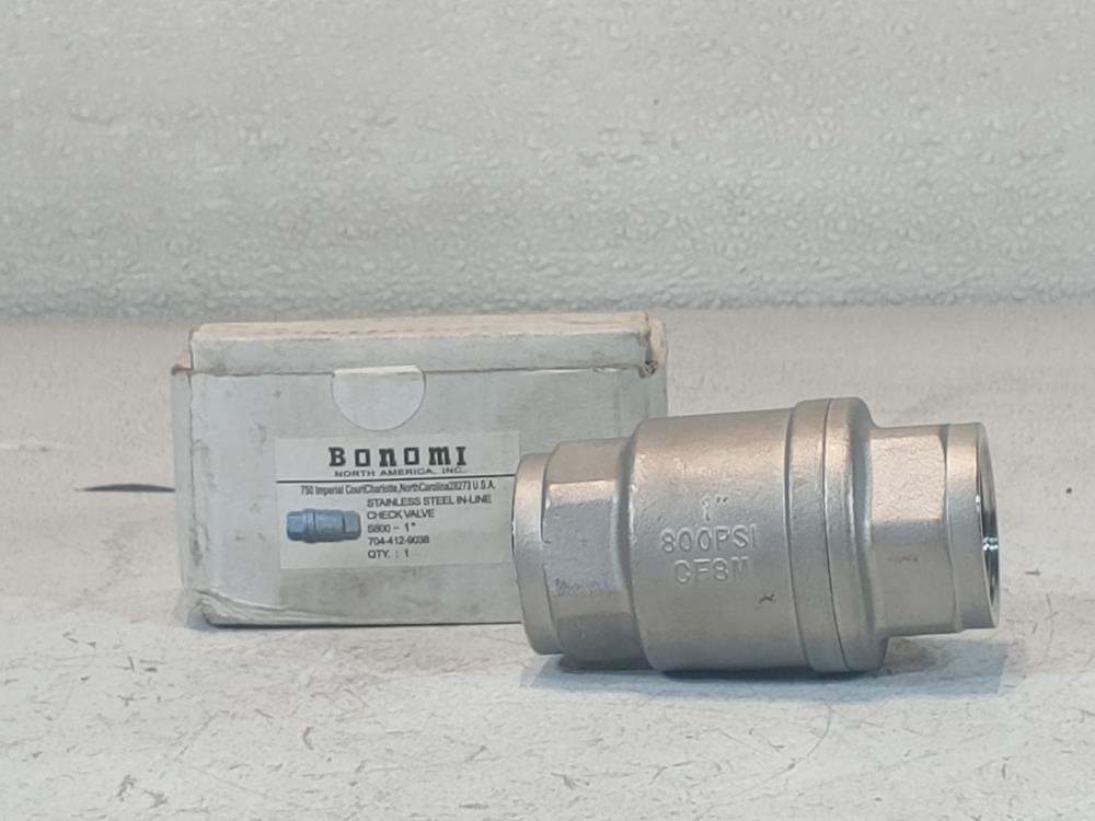 Bonomi 1" Stainless Steel In-Line Spring Check Valve 704-412-9038 