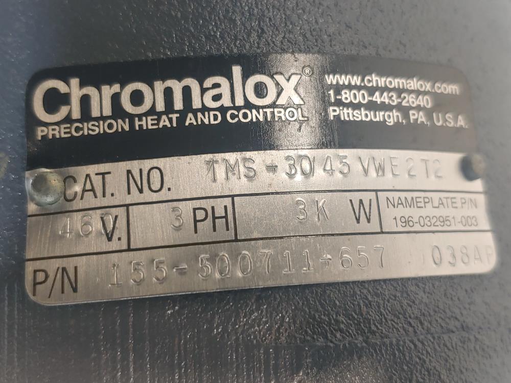 Chromalox Immersion Heater 3-Element CAT#: TMS 30/45 VWE2T2 P/N: 155-500711-657