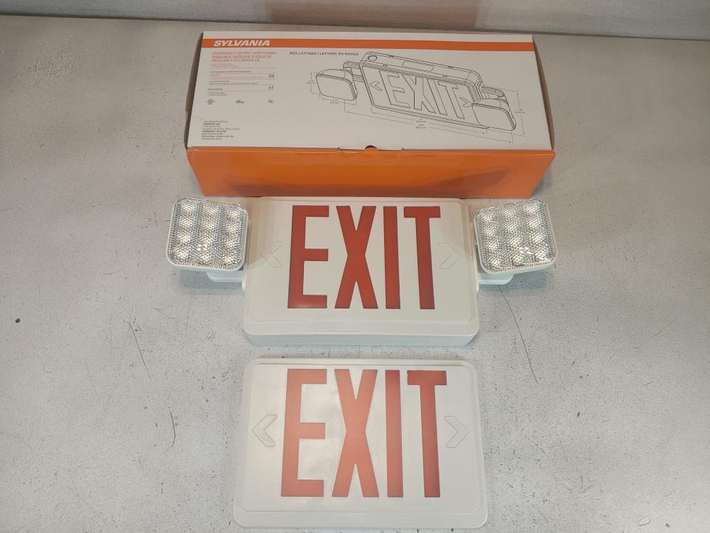 Lot of (5) Sylvania LED Slim Red Exit Sign Emergency Light 60759