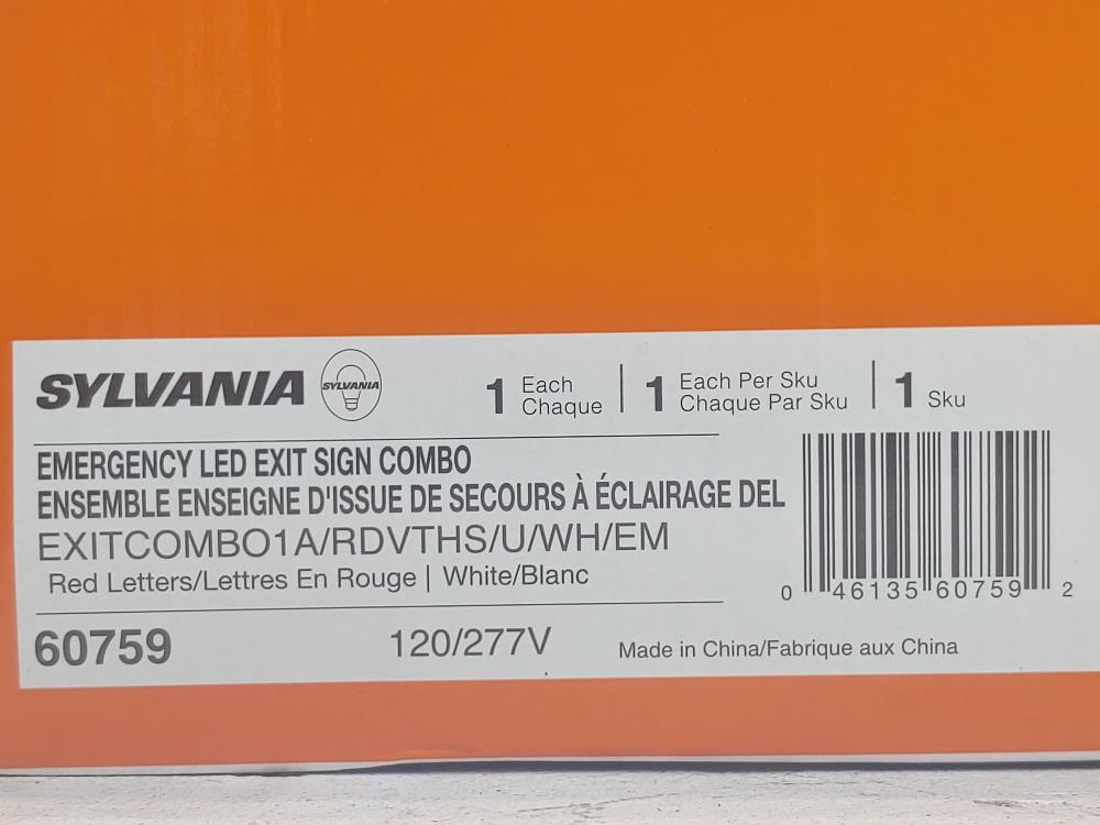 Lot of (5) Sylvania LED Slim Red Exit Sign Emergency Light 60759