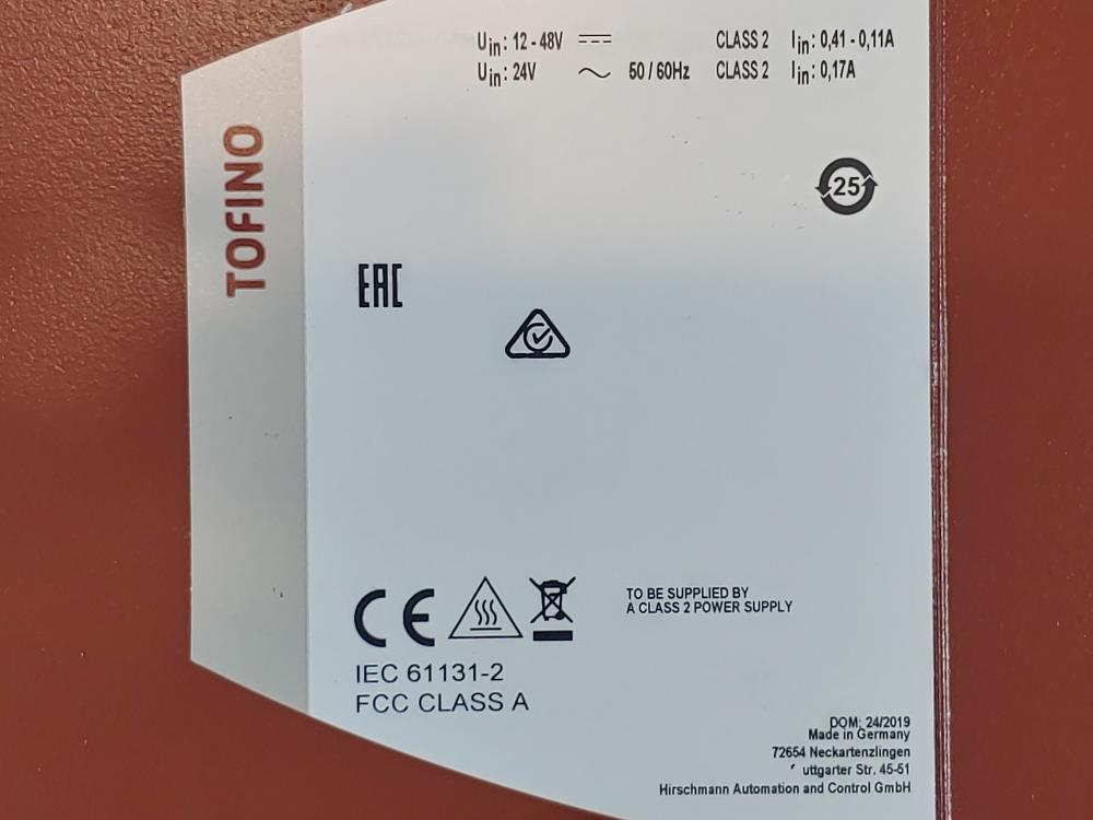 Hirschmann Tofino XE-0200T1T1EDDZ9000QTAT03 Industrial Firewall Device