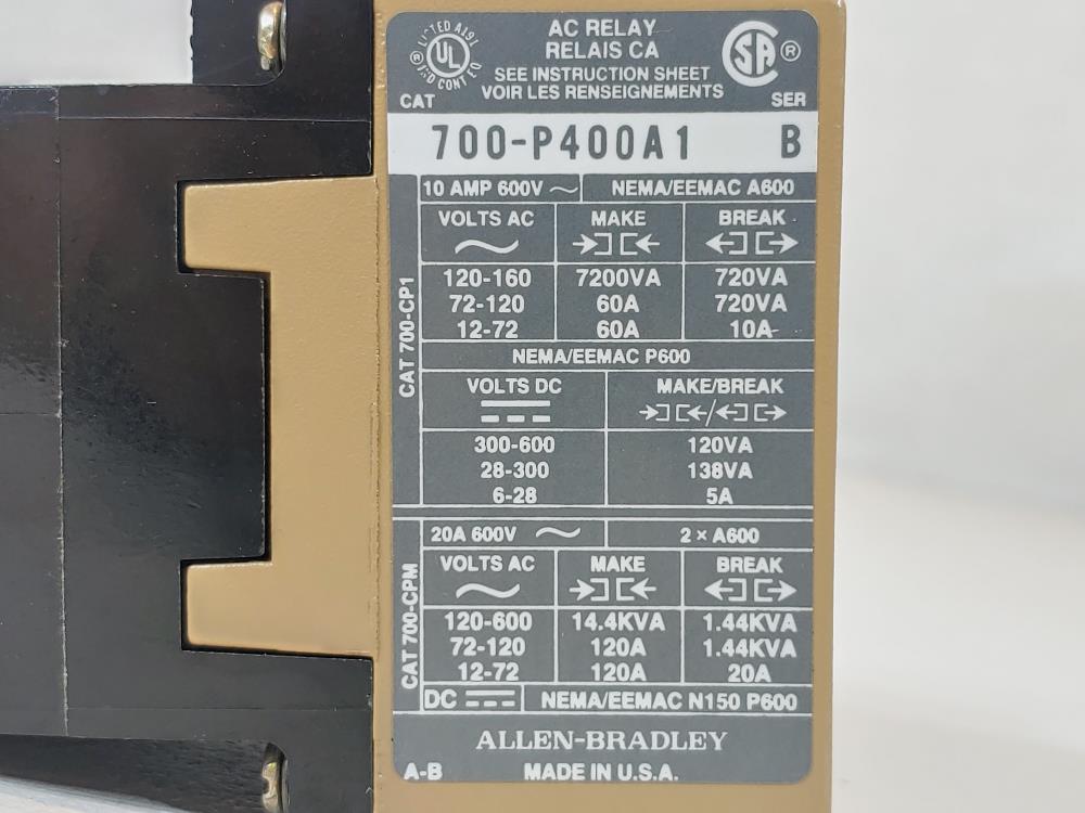 Allen Bradley Direct Drive AC Relay Bulletin 700 Type P 