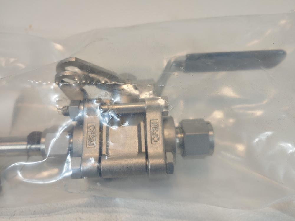 Swagelok 3 -Piece 1/2" Ball Valve SS-63TS8-JL w/ Poppet Check Valve SS-CHS8-1/3