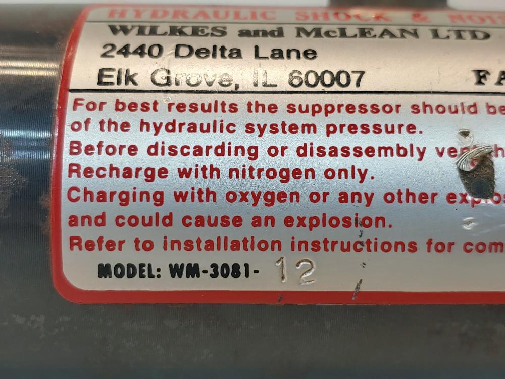 Wilkes And Mclean WM-3081-12 Hydraulic Shock & Noise Suppressor 