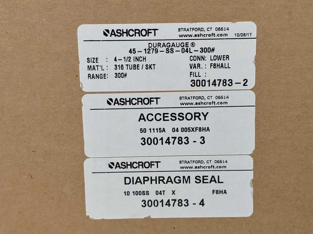 Ashcroft C1215 Pressure Gauge W/diaphragm Seal 0-300PSI