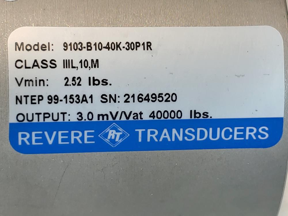 Revere Transducer 40,000 lb. Load Cell 9103-B10-40K-30P1R