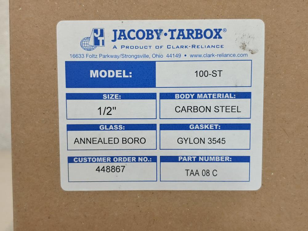 Lot of (2) Jacoby Tarbox 1/2" Carbon Steel Sight Flow Indicator Model#: 100-ST
