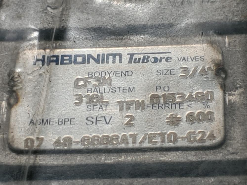 Lot of (2) Habonim 3/4" Weld Sanitary Ball Valve, Stainless, #48-6666AT/ETO-G24