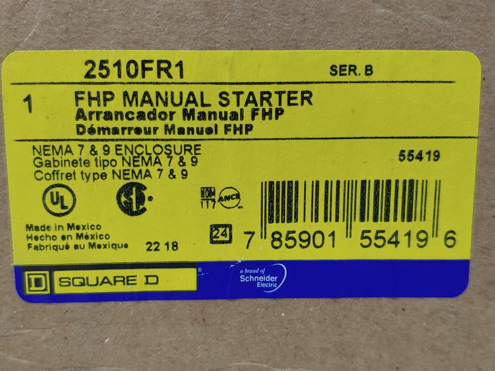 Square D FHP Manual Starter Arrancador Manual FHP 2510FR1