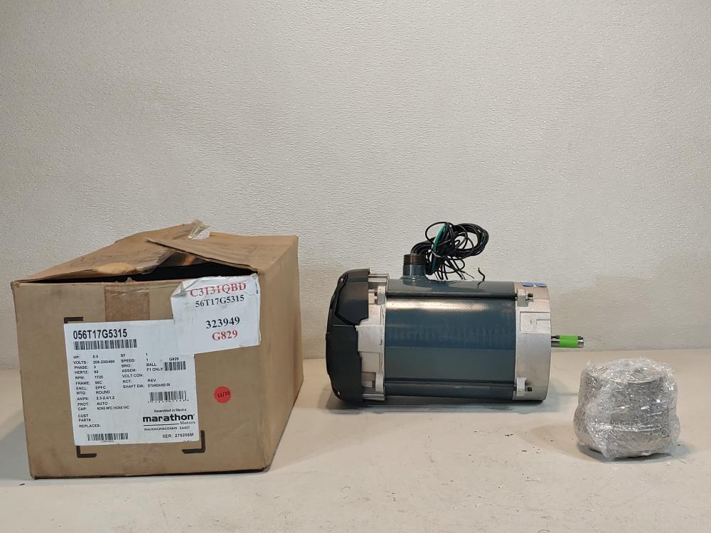 Marathon Electric Motor VL 56T17G5315D K HP 0.5 Volts 208-230/460