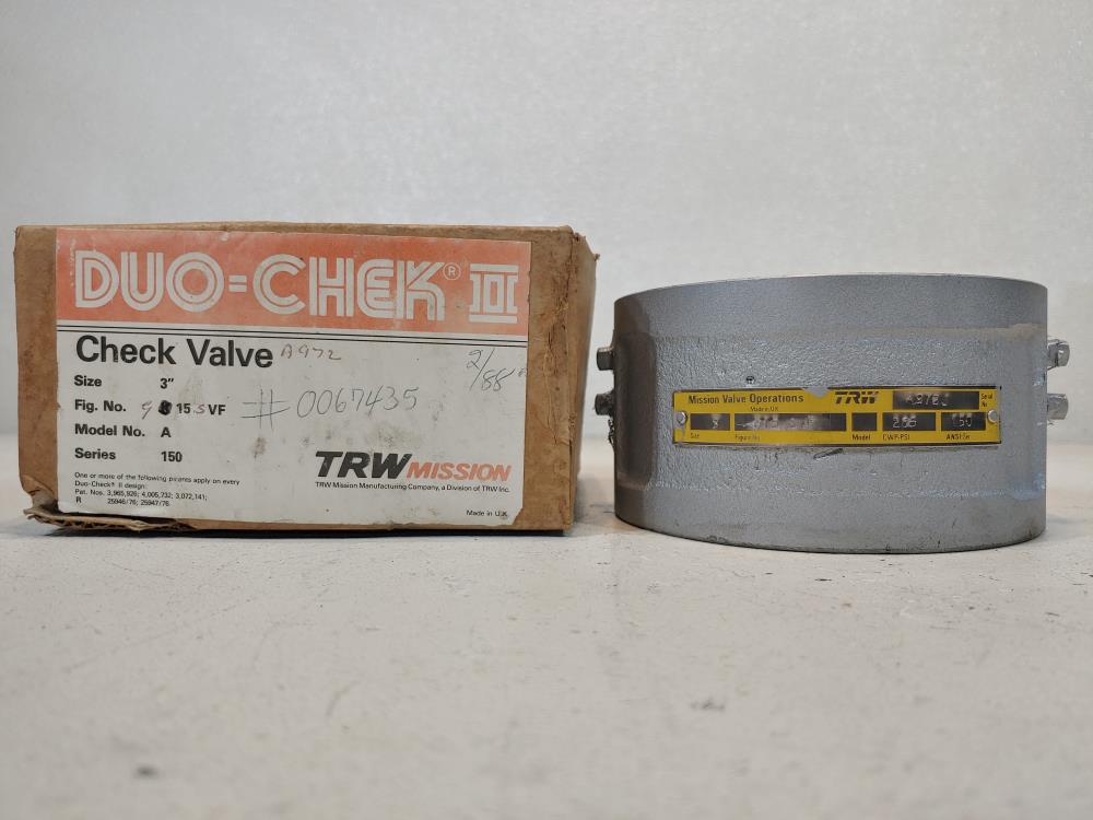 Crane Duo-Chek II 3" 150# Double Disc Check Valve FIG#: G15 SVF 