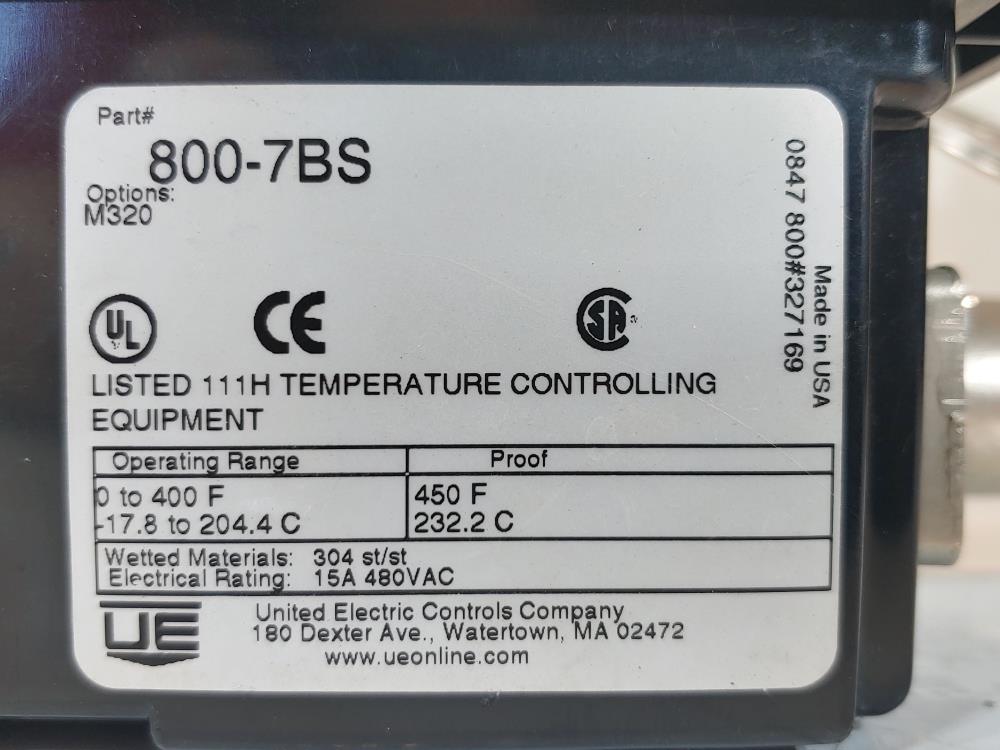 United Electric 800-7BS Indicating Temperature Switch Controller 