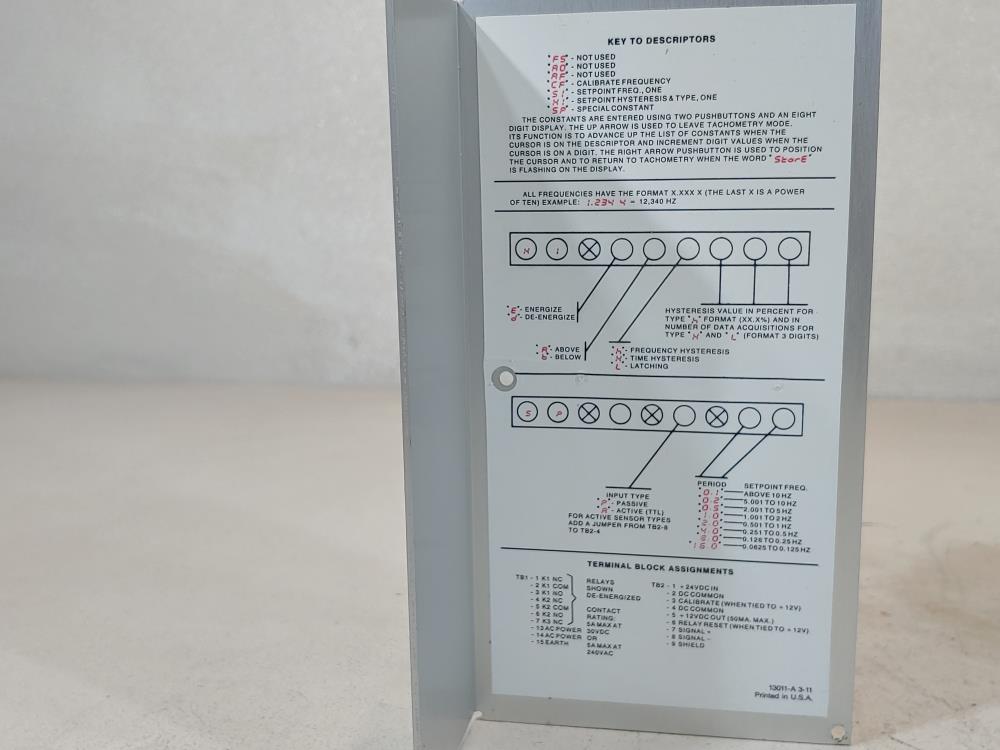 Airpax Tach-Pak 1 Speed Switch T77130-1-111