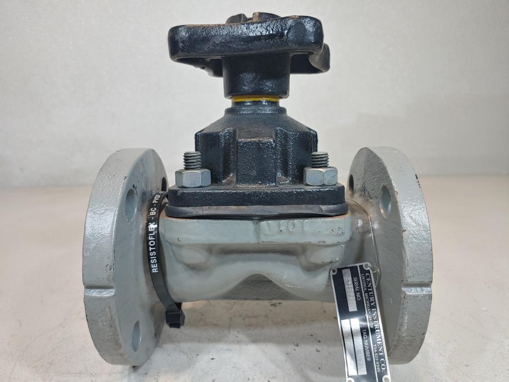 Century Instrument Co. Flanged 1-1/2" Polypropylene Lined Diaphragm Valve 