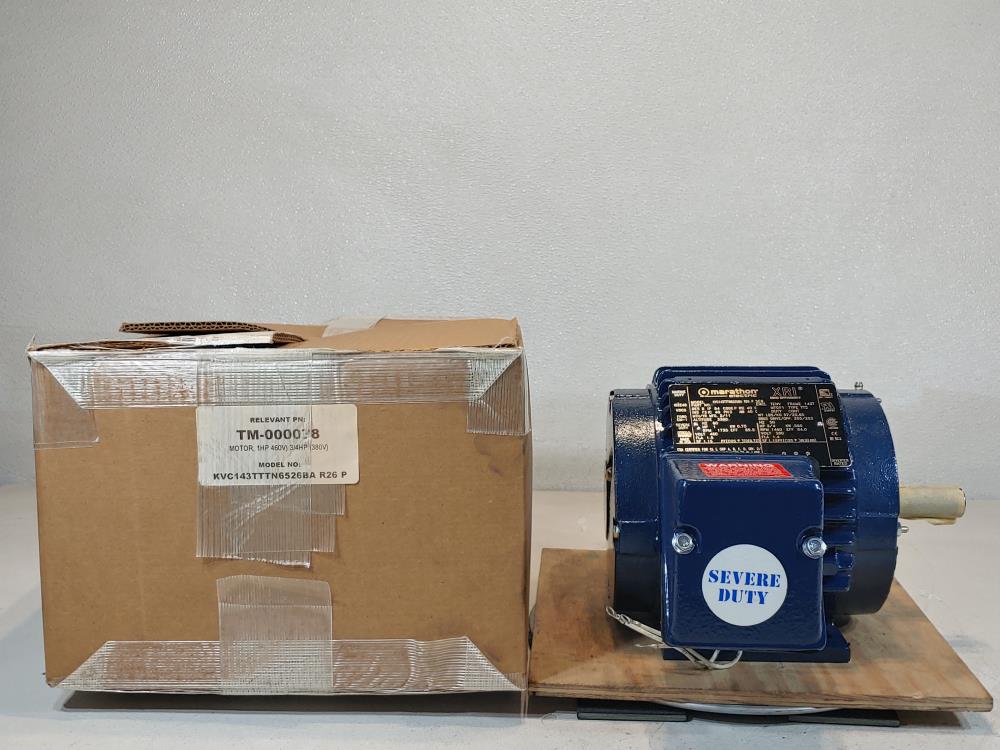 Marathon Electric Severe Duty Motor 1HP(460V), 3/4HP(380V) 143TTTN6526BA R26 P