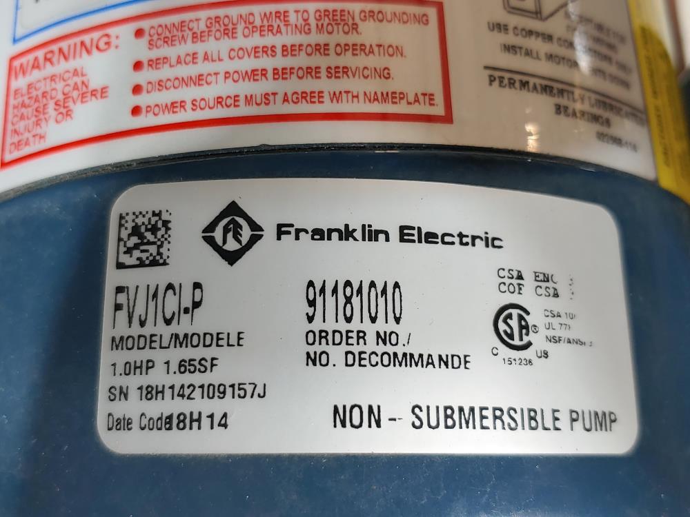 Franklin Electric Shallow Well VersaJet Series Jet Pump FVJ1CI-P (A) 