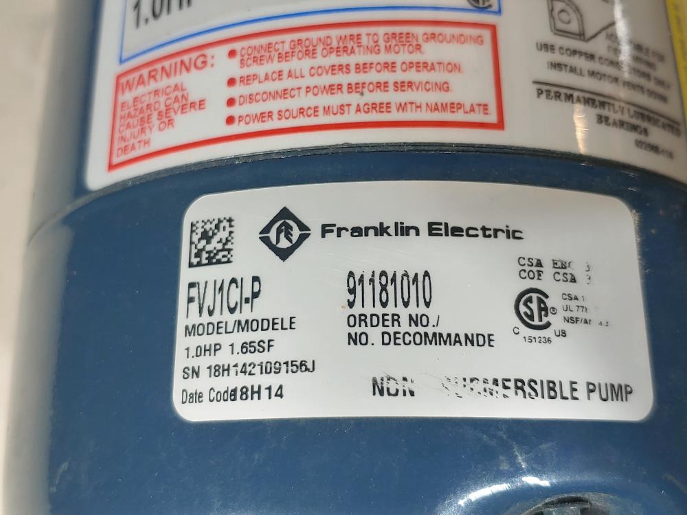 Franklin Electric Shallow Well VersaJet Series Jet Pump FVJ1CI-P w/ Motor (B)