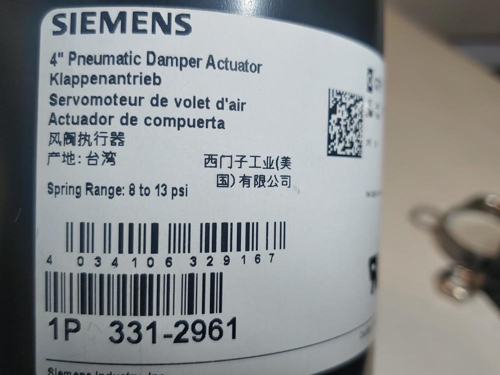 Siemens 4" Pneumatic Air Damper Actuator 331-2961 