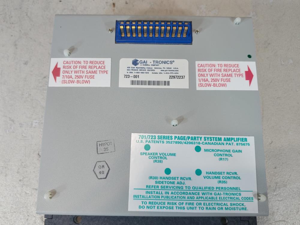 GAI-TRONICS 723-001 Series Page/Party System Amplifier