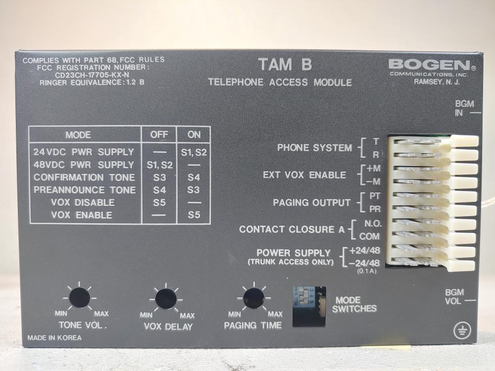 BOGEN Telephone Access Module TAM B Voice Paging Adapter